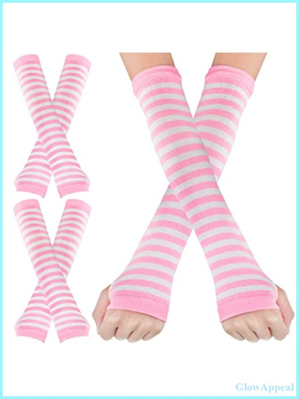 2 Pairs Long Knit Arm Warmers Fingerless Gloves Women